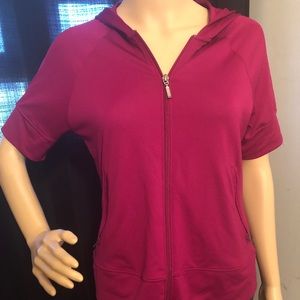 Reebok Magenta short sleeve zip up